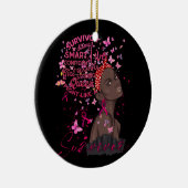 Borstkanker Awareness Survivor Black Women Melan Keramisch Ornament (Rechts)