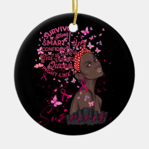 Borstkanker Awareness Survivor Black Women Melan Keramisch Ornament