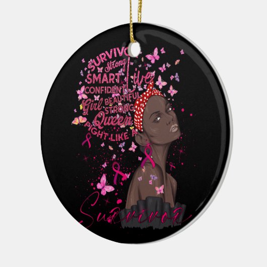 Borstkanker Awareness Survivor Black Women Melan Keramisch Ornament (Links)