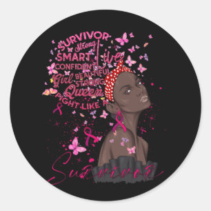 Borstkanker Awareness Survivor Black Women Melan Ronde Sticker