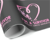 Borstkanker Awareness Survivor Cute Butterfly Cadeaupapier (Rol Hoek)