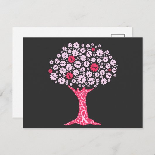 Borstkanker Awareness Tree Feestdagenkaart (Voorkant / Achterkant)