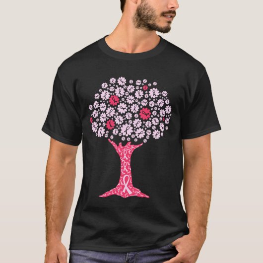 Borstkanker Awareness Tree T-shirt (Voorkant)