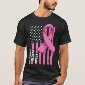 Borstkanker Awareness USA Flag Pink Shirt, Breast T-shirt