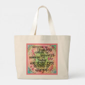 Borstkanker Awareness Warrior Inspiration Grote Tote Bag (Achterkant)