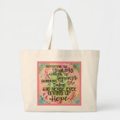 Borstkanker Awareness Warrior Inspiration Grote Tote Bag (Voorkant)