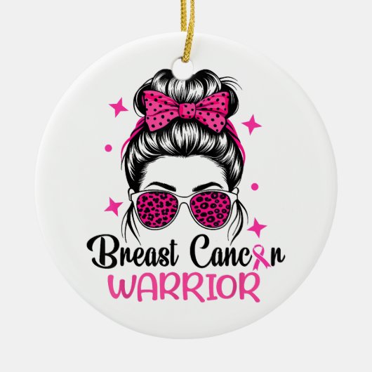 Borstkanker Awareness Warrior Keramisch Ornament (Voorkant)