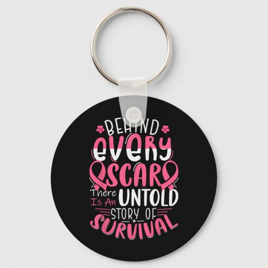 Borstkanker Awareness Warrior Pink Ribbon borst Sleutelhanger (Voorkant)