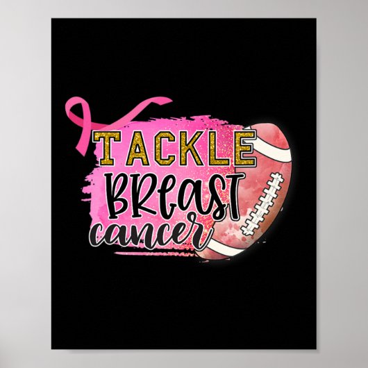 Borstkanker Awarness-tackle Borstkanker Voetby Poster (Voorkant)