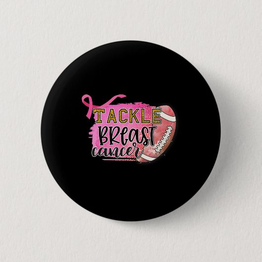 Borstkanker Awarness-tackle Borstkanker Voetby Ronde Button 5,7 Cm (Voorkant)