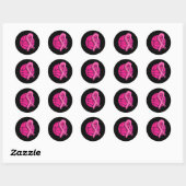 Borstkanker basketbal roze lint ronde sticker (Vel)