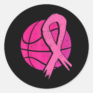 Borstkanker basketbal roze lint ronde sticker