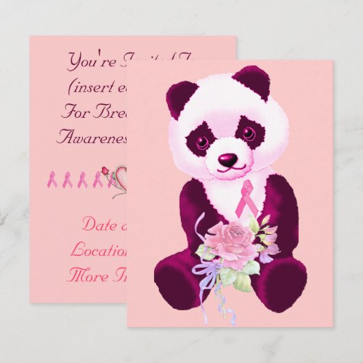 Borstkanker Beer Panda Kaart (Voorkant / Achterkant)