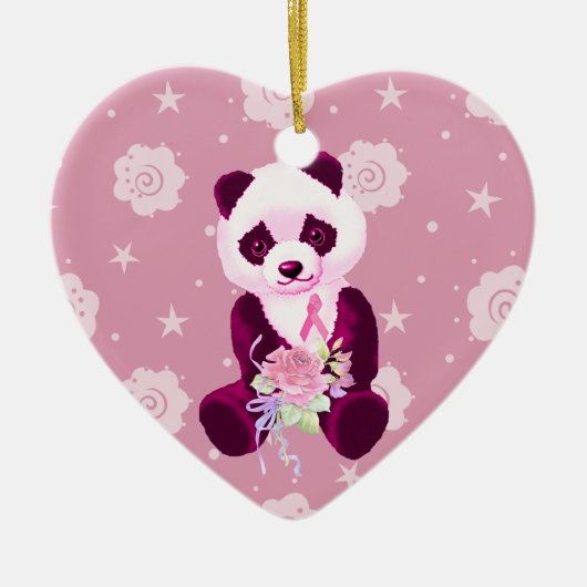 Borstkanker Beer Panda Keramisch Ornament (Voorkant)