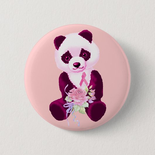 Borstkanker Beer Panda Ronde Button 5,7 Cm (Voorkant)