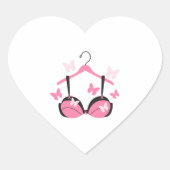 Borstkanker beha hart sticker (Voorkant)