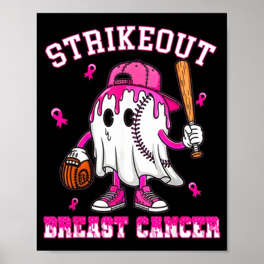 Borstkanker Bestrijden Honkbal Strijd bewustzijn Poster (Voorkant)