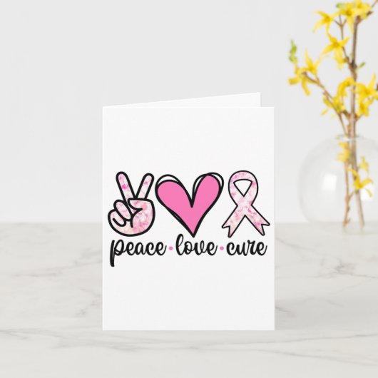 Borstkanker Bewustheid Costume Pink Peace Love Cu Kaart (Gele Bloem)