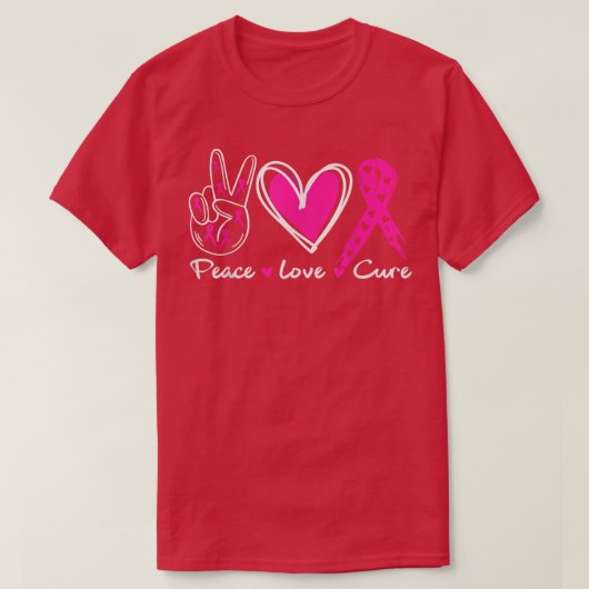 Borstkanker Bewustheid Costume Pink Peace Love Cu T-shirt (Design voorkant)