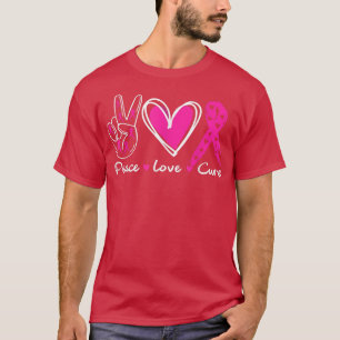 Borstkanker Bewustheid Costume Pink Peace Love Cu T-shirt