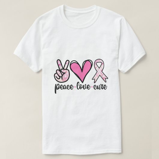Borstkanker Bewustheid Costume Pink Peace Love Cu T-shirt (Design voorkant)