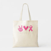 Borstkanker Bewustheid Costume Pink Peace Love Cu Tote Bag (Achterkant)