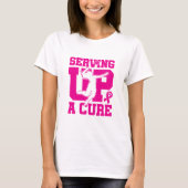 Borstkanker Bewustheid Volleybal Bedienend een Cur T-shirt (Voorkant)