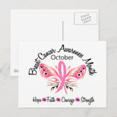 Borstkanker Bewustmafhankelijkmaand Boterfly 3.2 Briefkaart (Voorkant / Achterkant)