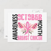 Borstkanker Bewustmafhankelijkmaand Boterfly 3.4 Briefkaart (Voorkant / Achterkant)