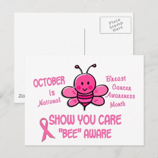 Borstkanker Bewustmakende Maand Bee 1.1 Briefkaart (Voorkant / Achterkant)