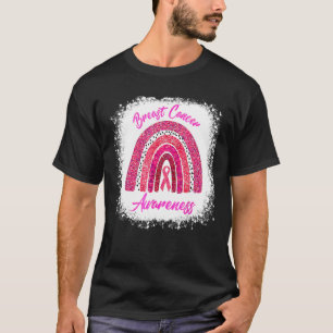 Borstkanker Bewustmaking Aangebroken regenboogroze T-shirt