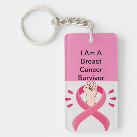 Borstkanker Bewustmaking Acrylische Sleutelhanger (Voorkant)