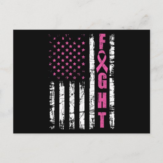 Borstkanker Bewustmaking American Flag Fight Pink  Briefkaart (Voorkant)