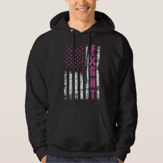 Borstkanker Bewustmaking American Flag Fight Pink Hoodie