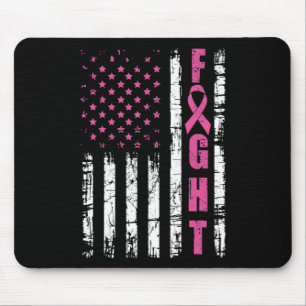 Borstkanker Bewustmaking American Flag Fight Pink  Muismat