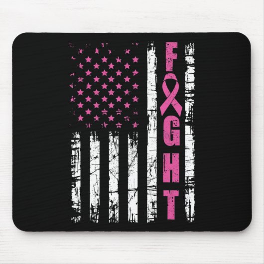 Borstkanker Bewustmaking American Flag Fight Pink  Muismat (Voorkant)