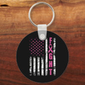 Borstkanker Bewustmaking American Flag Fight Pink Sleutelhanger (Voorkant)