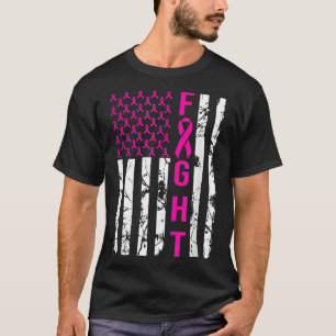 Borstkanker Bewustmaking Amerikaanse vlag roze R T-shirt
