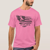 Borstkanker Bewustmaking Amerikaanse vlag roze R T-shirt (Voorkant)