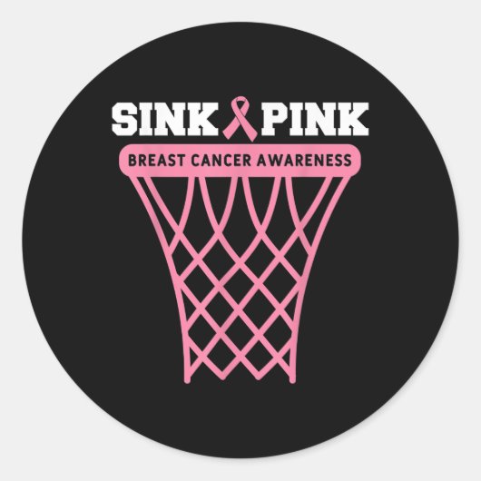 Borstkanker Bewustmaking Basketball Goal Pink Ribb Ronde Sticker (Voorkant)