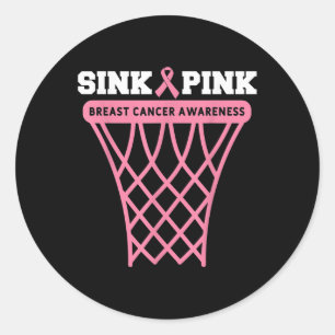 Borstkanker Bewustmaking Basketball Goal Pink Ribb Ronde Sticker
