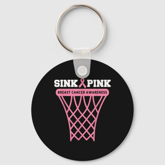 Borstkanker Bewustmaking Basketball Goal Pink Ribb Sleutelhanger (Voorkant)