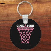 Borstkanker Bewustmaking Basketball Goal Pink Ribb Sleutelhanger (Voorkant)
