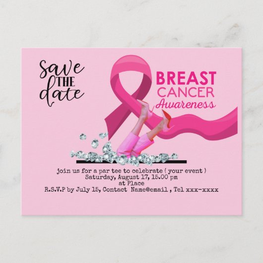 Borstkanker Bewustmaking behalve de datum roze okt Briefkaart (Voorkant)