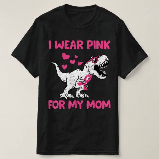Borstkanker Bewustmaking Dinosaur Kind I Draag Roz T-shirt (Design voorkant)