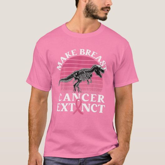 Borstkanker Bewustmaking Dinosaur maakt kankerexti T-shirt (Voorkant)