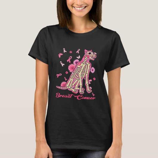 Borstkanker Bewustmaking Doberman Sugar Skull T-shirt (Voorkant)