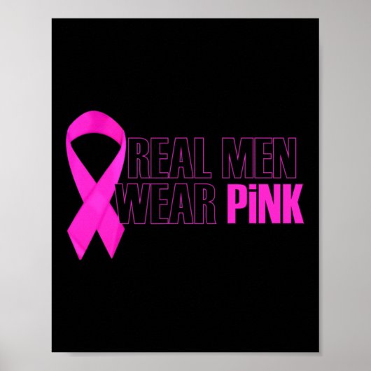 Borstkanker Bewustmaking Echte Mannen Draag Roze Poster (Voorkant)