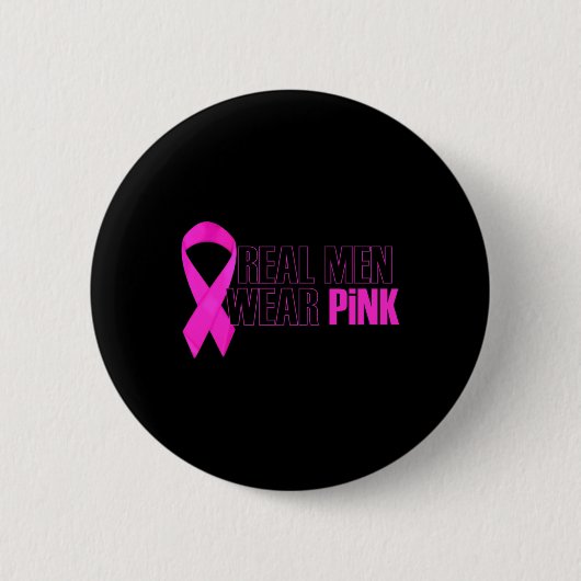 Borstkanker Bewustmaking Echte Mannen Draag Roze Ronde Button 5,7 Cm (Voorkant)