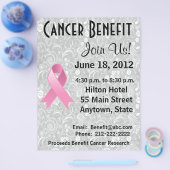 Borstkanker - Bewustmaking Gray Floral Flyer (Enkel)